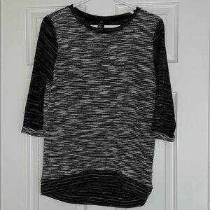 Black & White Heathered Knit 3/4 Sleeve Top
